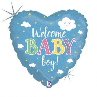 בלון הליום לב Welcome BABY boy תינוק 18''