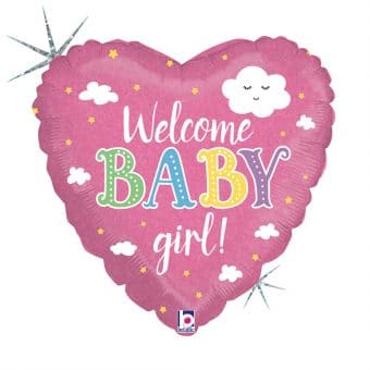 בלון הליום לב Welcome BABY girl תינוק 18''