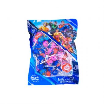 מארז סוכריות על מקל  בטעמי פירות ליגת הצדק 50 יח'