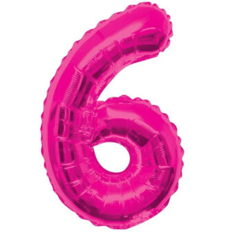 בלון מספר 6 ורוד פוקסיה 34 אינצ