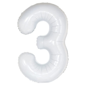 בלון מספר 3 לבן 34 אינצ