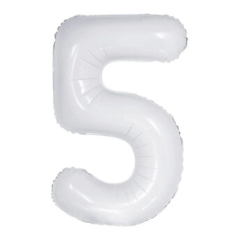 בלון מספר 5 לבן 34 אינצ