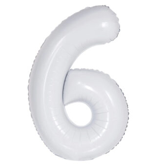 בלון מספר 6 לבן 34 אינצ
