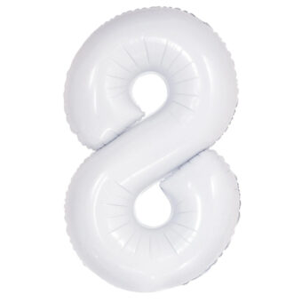 בלון מספר 8 לבן 34 אינצ