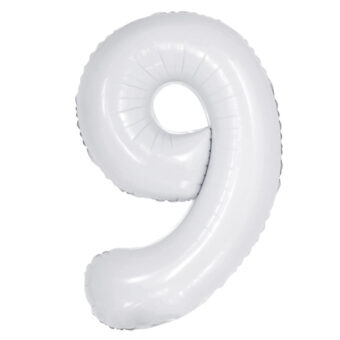 בלון מספר 9 לבן 34 אינצ