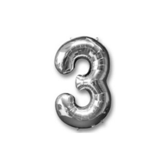 בלון מספר 3 כסף 34 אינצ