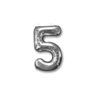 בלון מספר 5 כסף 34 אינצ