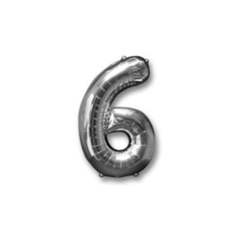 בלון מספר 6 כסף 34 אינצ