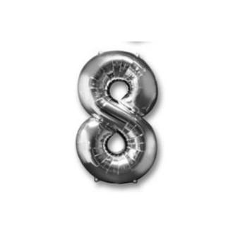 בלון מספר 8 כסף 34 אינצ