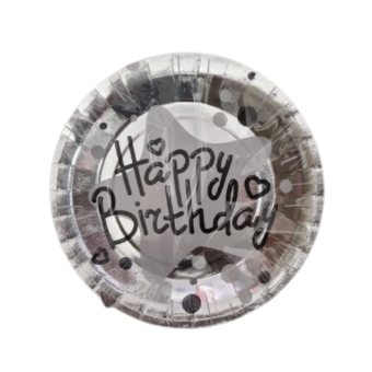 צלחות נייר HB כסף 10 יח'